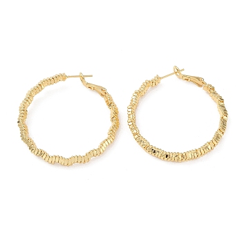 Brass Round Ring Hoop Earrings, with 925 Sterling Silver Pin for Women, Golden, 40x39x5mm