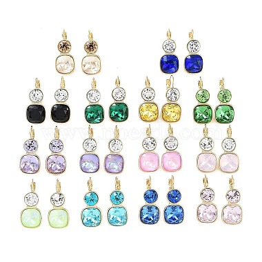 Mixed Color Square Glass Earrings