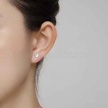 Tiny Butterfly 999 Fine Silver Stud Earrings(EJEW-I260-35S)-4