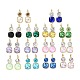 Glass Square Leverback Earrings(EJEW-P245-02G)-1