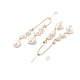 Natural Pearl Dangle Stud Earrings(EJEW-P256-25G)-2