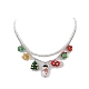 Glass Seed Beaded & 304 Stainless Steel Cable Chain Double Layer Necklace(NJEW-TA00074)-4