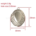 Stainless Steel Locket Pendants, Oval Charm, Stainless Steel Color, 24x16mm, Hole: 2.85mm(PW-WG2E111-04)