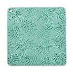 Silicone Heat Insulation Coasters, Restaurant Western Placemat, Square with Leaf Pattern, Turquoise, 170x170x5mm(AJEW-K055-02A)