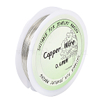 Round Copper Jewelry Wire, Long-Lasting Plated, Platinum, 26 Gauge(0.4mm), about 39.37 Feet(12m)/Roll(CWIR-YW0001-03C-02)