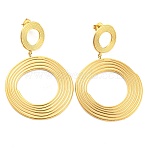 304 Stainless Steel Stud Earrings, Ring Dangle Earrings for Women, Real 14K Gold Plated, 59.5x38.5mm(X-EJEW-C067-22G)