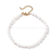 Natural Trumpet Shell Beaded Anklet for Women, Golden, White, 9-1/8 inch(23.3cm)(AJEW-AN00470)