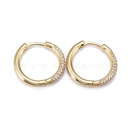 Brass Micro Pave Cubic Zirconia Huggie Hoop Earrings, Long-Lasting Plated, Ring, Clear, Real 18K Gold Plated, 20x2.5mm, Pin: 0.8mm(EJEW-K083-36G-B)