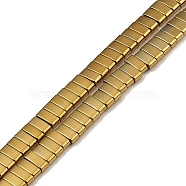 Electroplated Non-magnetic Synthetic Hematite Beads Strands, Rectangle, 2-Hole, Golden Plated, 5x2x2mm, Hole: 0.8mm, about 193pcs/strand, 8.27 inch(21cm)(G-G089-A02-04)