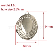 Stainless Steel Locket Pendants, Oval Charm, Stainless Steel Color, 24x16mm, Hole: 2.85mm(PW-WG2E111-04)