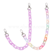 2Pcs 2 Colors Transparent Acrylic Paperclip Chain Bag Handles, Platinum Tone Alloy Spring Gate Rings, Swivel Clasps, for Bag Straps Replacement Accessories, Mixed Color, 19.8 inch(50.5cm)1pc/color(AJEW-FH0002-68)
