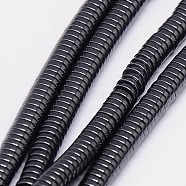 Non-magnetic Synthetic Hematite Beads Strands, Heishi Beads, Flat Round/Disc, Grade A, 4x1mm, Hole: 1mm, about 400pcs/strand, 16 inch(G-J164A-4mm-02)