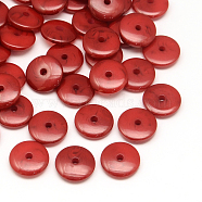 Resin Beads, Flat Round, Red, 12x2.6~3mm, Hole: 2mm(RESI-R150-12x3-03)