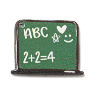 Study Style Opaque Acrylic Sided Pendants, Black Board with Word ABC 2+2=4, Sea Green, 26x31x2.4mm, Hole: 2mm(MACR-D027-03A)