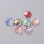 Transparent Glass Beads, with Glitter Powder, Dyed & Heated, Flower, Mixed Color, 12x3.6mm, Hole: 1mm(X-EGLA-L027-A)