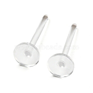 Resin Studn Earring Findings, Flat Round, Clear, 11x4mm, Pin: 0.8mm(FIND-H046-05)