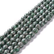 Natural Green Calcite Beads Strands, with Zinc Alloy Line, Round, 8mm, Hole: 1.2mm, about 50~51pcs/strand, 15.94''(40.5cm)(G-K317-A10)