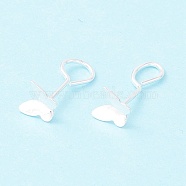 Tiny Butterfly 999 Fine Silver Stud Earrings, Exquisite Minimalist Earrings for Girl Women, Silver, 13mm, Pin: 0.8mm(EJEW-I260-35S)
