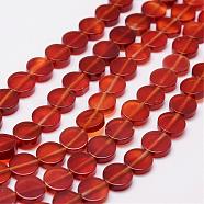 Natural Carnelian Beads Strands, Dyed & Heated, Flat Round, 10x4mm, Hole: 1.2mm, about 40pcs/strand(G-N0176-01-10x4mm)