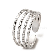 304 Stainless Steel Open Cuff Rings, Multi Lines, Stainless Steel Color, US Size 6 3/4(17.1mm)(RJEW-Z018-15P)