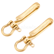 PandaHall Elite U-Shaped Brass Key Hook Shanckle Clasps, for Wallet Chain, Key Chain Clasp, Pocket Clip, Golden, 75x20x15mm, 2pcs(KK-PH0004-97A)