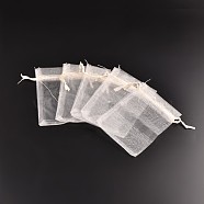 Organza Bags, with Ribbons, PapayaWhip, 9x7cm(X-OP-R016-7x9cm-19)