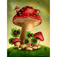 Mushroom DIY Diamond Painting Kit, Including Resin Rhinestones Bag, Diamond Sticky Pen, Tray Plate and Glue Clay, Yellow Green, 400x300mm(PW-WG28405-06)