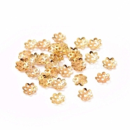 Brass Bead Caps, Lead Free & Cadmium Free & Nickel Free, Multi-Petal, Golden, 8x1.5mm, Hole: 1mm(KK-G319-03G-RS)