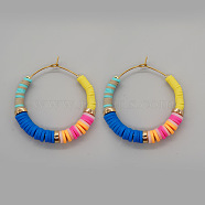 Bohemian Style Handmade Polymer Clay Heishi Beads Hoop Earrings for Girlfriend(VY5399-3)
