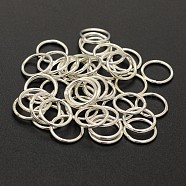 Brass Round Rings, Soldered Jump Rings, Closed Jump Rings, Cadmium Free & Lead Free, Silver Color Plated, 18 Gauge, 7x1mm, Inner Diameter: 5mm, Hole: 5mm(KK-M165-7mm-02S-RS)