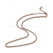 Ion Plating(IP) 304 Stainless Steel Wheat Chain Necklace for Men Women, Rose Gold, 15.87 inch(40.3cm)(NJEW-K245-021D)