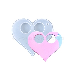 Heart Keychain Silicone Molds, Resin Casting Pendant Molds, For UV Resin, Epoxy Resin Jewelry Making, White, 87x94x7mm, Hole: 5mm, Inner Diameter: 82x89mm(X-DIY-I036-24)
