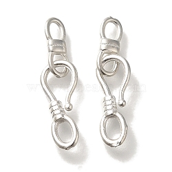 Brass S-Hook Clasps, Cadmium Free & Lead Free, 925 Sterling Silver Plated, 23mm(KK-H502-09S)