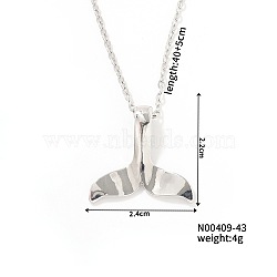 Simple Brass Cable Chain 3D Dolphin Tail Cool Cute Fashion Pendant Necklaces, Silver, 15.75 inch(40cm)(PX5689)