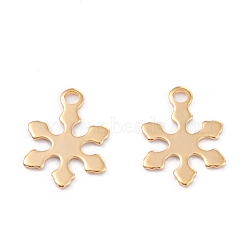 Christmas 201 Stainless Steel Charms, Laser Cut, Snowflake, Real 18k Gold Plated, 12x10x0.5mm, Hole: 1.4mm(STAS-C017-26G)