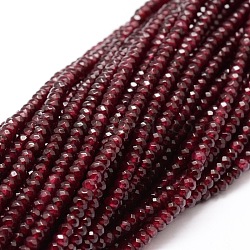 Dyed Natural Malaysia Jade Rondelle Beads Strands, Faceted, FireBrick, 4x2~3mm, Hole: 1mm, about 115pcs/strand, 14 inch(X-G-E316-2x4mm-10)