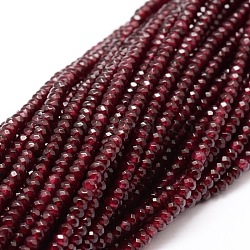 Dyed Natural Malaysia Jade Rondelle Beads Strands, Faceted, FireBrick, 4x2~3mm, Hole: 1mm, about 110~115pcs/strand, 14 inch(X-G-E316-2x4mm-10)