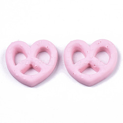 Resin Decoden Cabochons, Imitation Food Biscuits, Heart, Pink, 23~24x25~26x5mm(CRES-N022-112C)