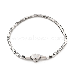 304 Stainless Steel Bracelets, Heart, 180~200mm, heart: 8x10mm(BJEW-M079-01P-01)