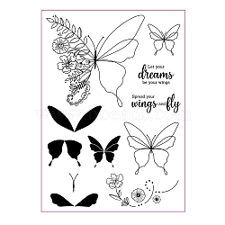 Clear TPR Stamps, for DIY Scrapbooking, Photo Album Decorative, Cards Making, Butterfly, 210x150mm(PW-WG330CC-01)