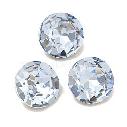 Glass Rhinestone Cabochons, Flat Back & Back Plated, Faceted, Diamond, Light Sapphire, 8x4mm(RGLA-L029-13A-211)