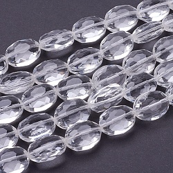 Glass Bead Strands, Crystal Bead Strands, Faceted, Oval, Clear, 16x12~13x7mm, Hole: 1mm, 20pcs/strand, 12.5 inch(GLAA-S003-16x13mm-14)