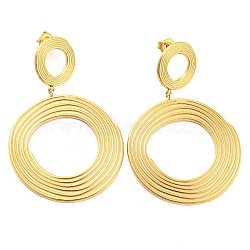 304 Stainless Steel Stud Earrings, Ring Dangle Earrings for Women, Real 14K Gold Plated, 59.5x38.5mm(X-EJEW-C067-22G)