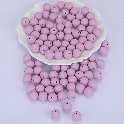 Round Silicone Focal Beads, Chewing Beads For Teethers, DIY Nursing Necklaces Making, Plum, 15mm, Hole: 2mm(SI-JX0046A-57)