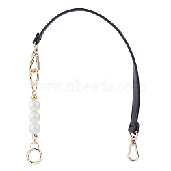 Imitation Leather Bag Straps & Plastic Imitation Pearl Beaded Extender, with Alloy Clasp, Black, 51cm(FIND-WH0126-373A)