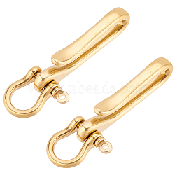 Elite U-Shaped Brass Key Hook Shanckle Clasps, for Wallet Chain, Key Chain Clasp, Pocket Clip, Golden, 75x20x15mm, 2pcs(KK-PH0004-97A)