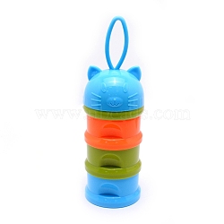 PP Plastic Pet Portable Three Layer Snacks Box, Water Drinking Bottle Outdoor, with Silicone, Sky Blue, 25x7.5cm(AJEW-WH0126-75A)