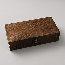 Wooden Packing Boxes with Hinged Lid and Clasps, Rectangle, Saddle Brown, 20x10x5cm(OBOX-WH0001-13)