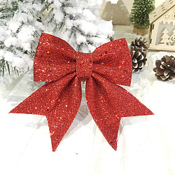 Glitter Foam Bowknot Ornament Accessories, for Party Christmas Tree Decoration, Red, 140x165x13mm, 2pcs/set(FIND-N005-04F)