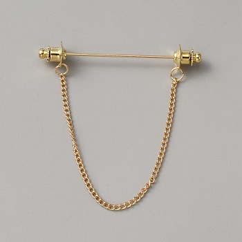 Alloy Hanging Chains Shirt Collar Pins, Necktie Stick Pins for Men, Light Gold, 60x60x10mm, Pin: 1mm